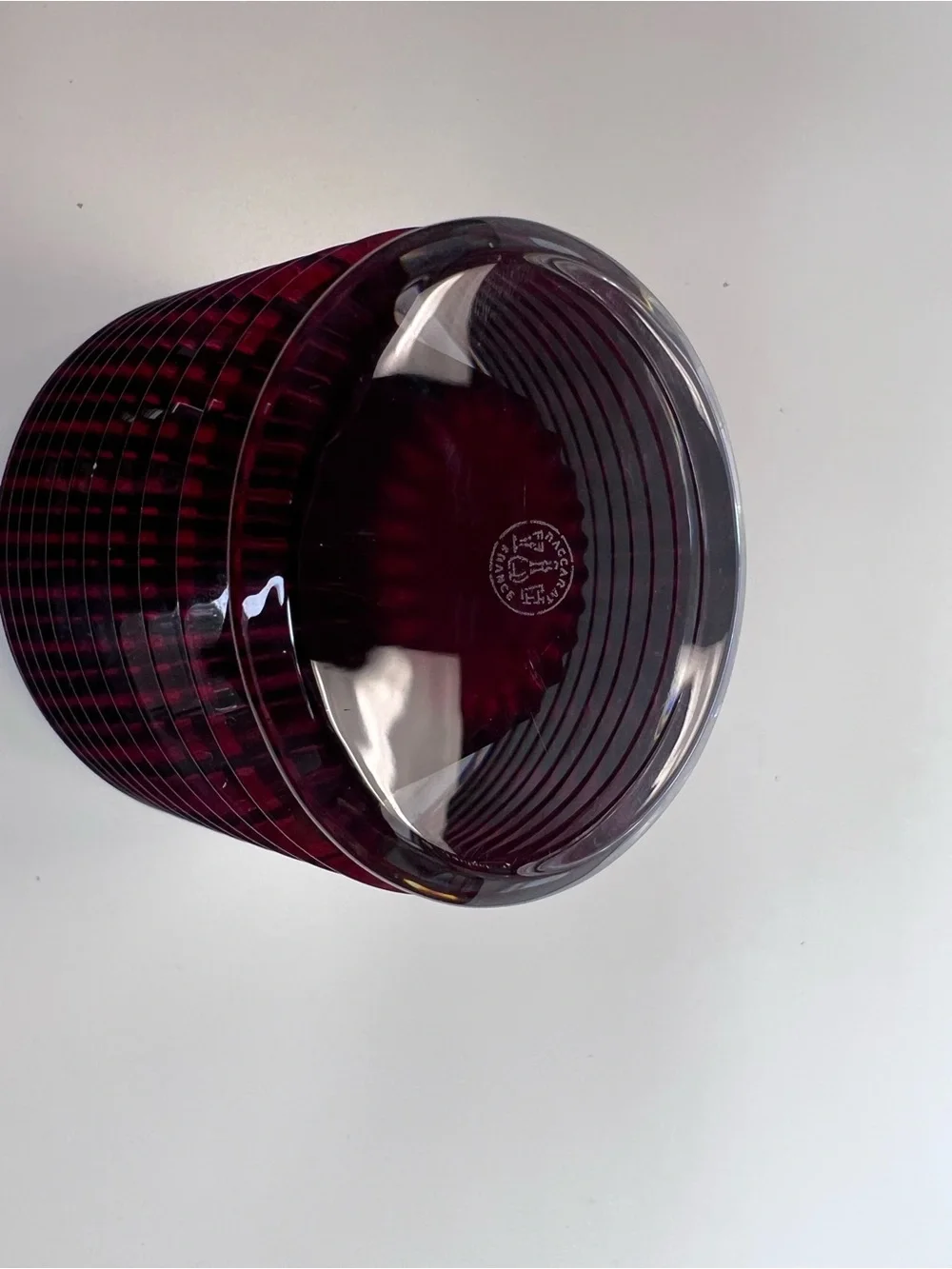 Baccarat small oval Eye Deep Red Cut Crystal Vase - Home Accents